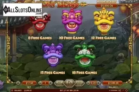 Choose Free Spins. 5 Lucky Lions from Habanero