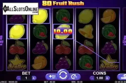 Win screen 2. 80 Fruit Rush from 7mojos