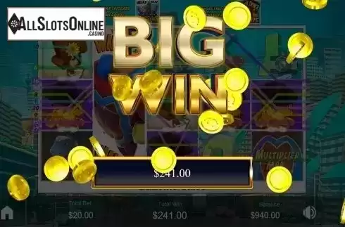 Big win screen. Multiplier Man from Revolver Gaming