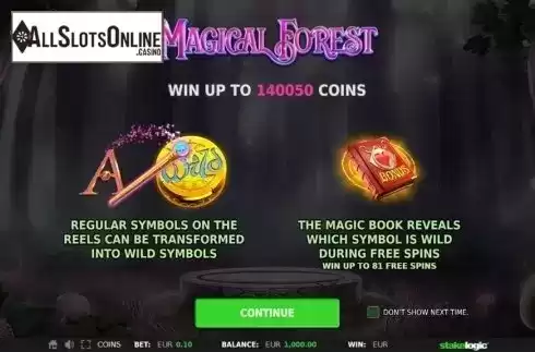 Intro Game screen. Magical Forest (StakeLogic) from StakeLogic
