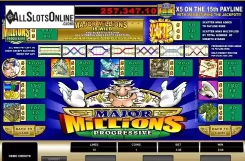 Screen3. Major Millions from Microgaming
