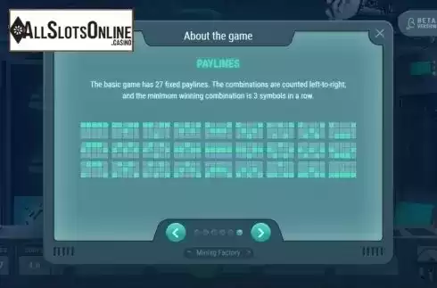 Paylines. Mining Factory from TrueLab Games