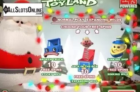 Intro Game screen. Misfit Toyland from Rival Gaming