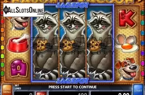 Win screen. Naughty Racoon from Casino Technology