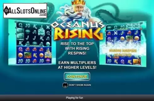 Start Screen. Oceanus Rising from Playtech