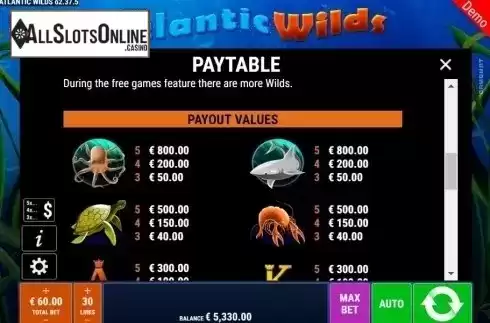 Paytable 1. Atlantic Wilds from Gamomat