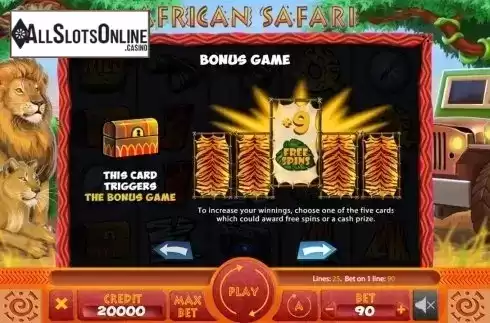 Paytable 2. African Safari (X Card) from X Card