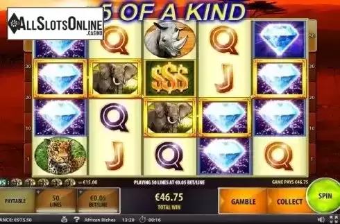 Win Screen. African Riches from IGT