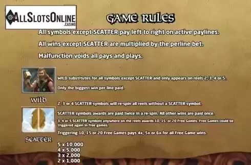 Paytable 1. Age of Vikings from KA Gaming