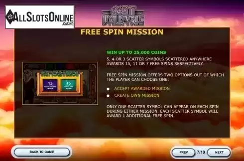 Free spin mission. Agent Valkyrie from 2by2 Gaming