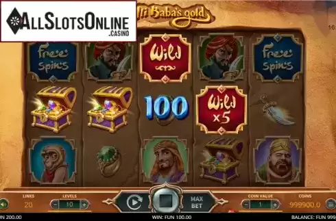 Win Screen. Ali Baba's Gold from Leap Gaming