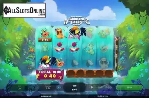 Win screen 2. Bubbling Falls from Roxor Gaming