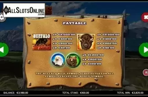 Paytable 1. Buffalo Charge from CORE Gaming