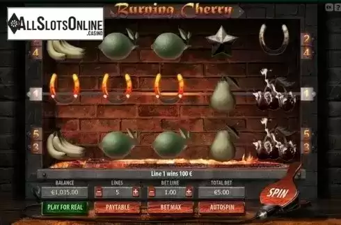 Win screen. Burning Cherry from Viaden Gaming