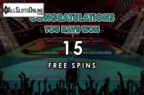Free spins intro screen. Badminton Hero from Microgaming