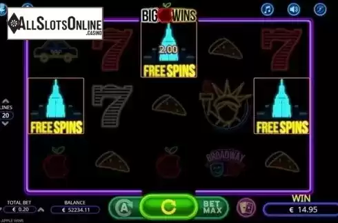 Free spins. Big Apple Wins from Booming Games