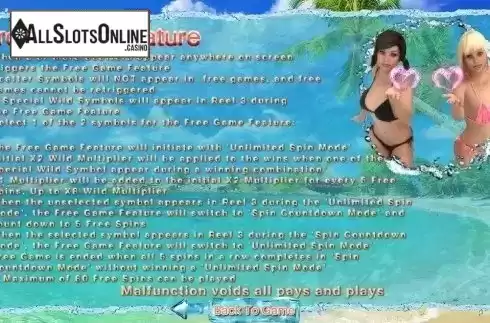 Paytable 3. Bikini Chaser from SimplePlay