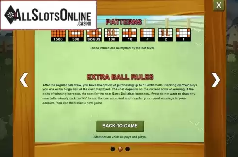 Ball Rules Screen. Bingo Hortinha from Caleta Gaming
