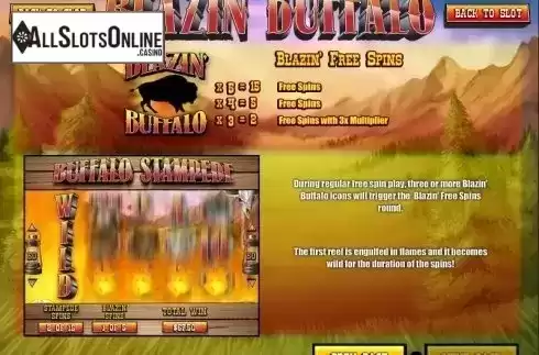 Paytable 4. Blazin' Buffalo from Rival Gaming