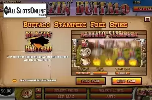 Intro screen 1. Blazin' Buffalo from Rival Gaming