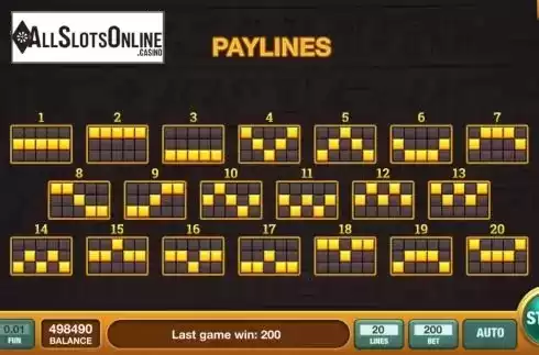 Paylines screen