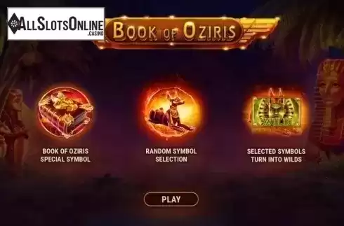 Start Screen. Book of Oziris from GameArt