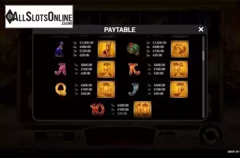 Paytable 2. Book of Riches from Ruby Play