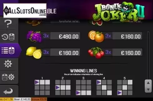 Paylines. Bonus Joker 2 from Apollo Games