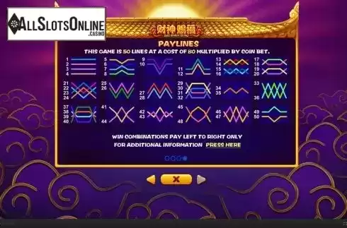 Paylines screen. Cai Shen Ci Fu from Skywind Group