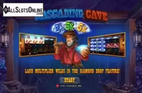 Start Screen. Cascading Cave from Playtech