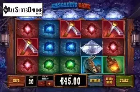 Win Screen. Cascading Cave from Playtech