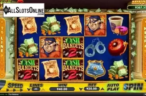 Win Screen. Cash Bandits 2 from RTG