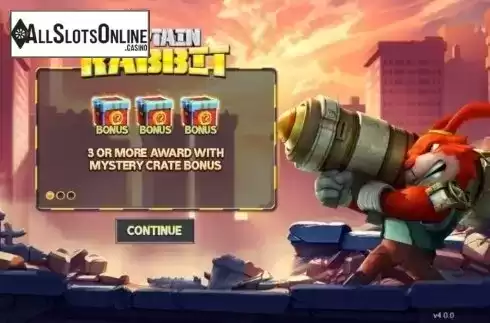 Start Screen. Captain Rabbit from GamePlay