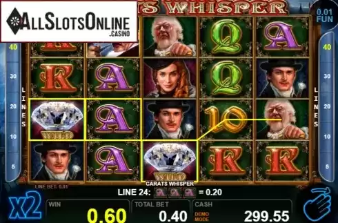 Win screen 2. Carats Whisper from Casino Technology