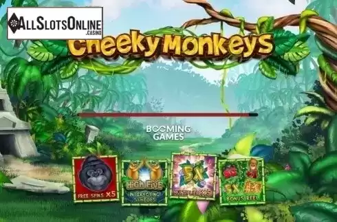 Start Screen. Cheeky Monkeys from Booming Games