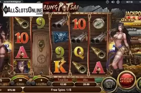 Free Spins Screen. Cheung Po Tsai from SimplePlay