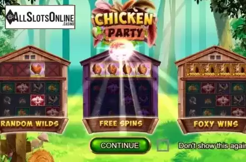 Start Screen. Chicken Party from Booming Games