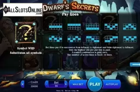 Paytable 2. Dwarfs Secrets from X Play