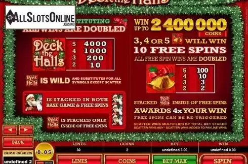 Screen2. Deck the Halls from Microgaming