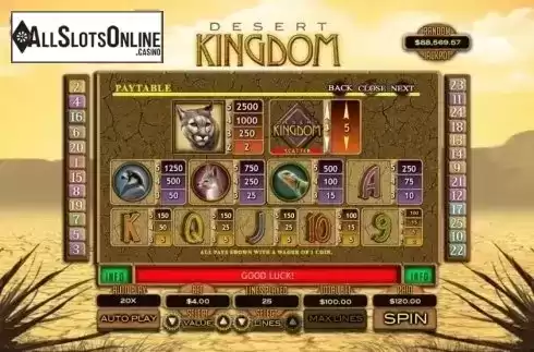 Paytable. Desert Kingdom from RTG