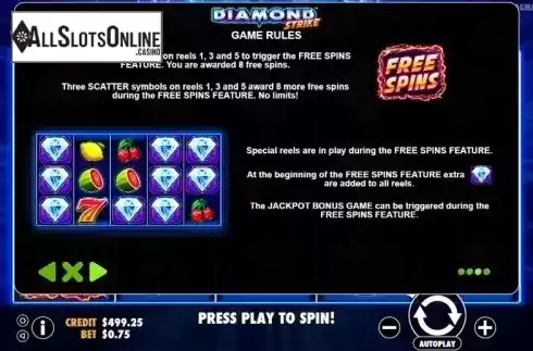 Paytable 3. Diamond Strike from Pragmatic Play
