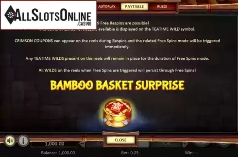 Features screen 3. Dim Sum Prize from Betsoft