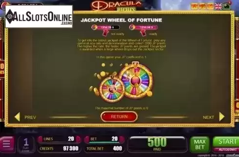 Bonus Wheel. Dracula Riches from Belatra Games