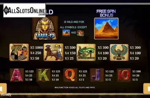 Paytable . Egypt (PlayStar) from PlayStar