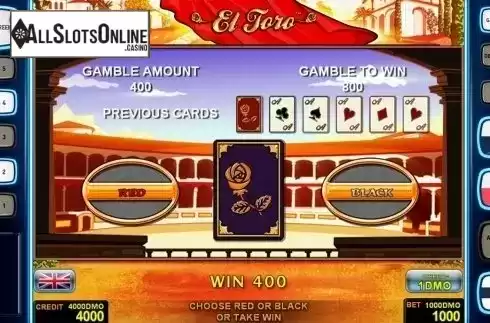 Gamble game . El Toro Deluxe from Novomatic