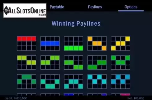 Paylines screen. Element Charms from Swintt