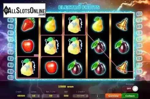 Win Screen . Electro Fruits from Five Men Games