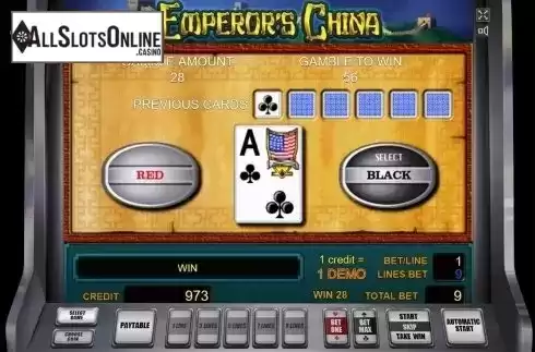 Gamble game screen 2. Emperor's China from Novomatic