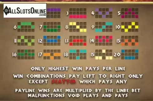 Paylines. Emperors Glory from Xplosive Slots Group