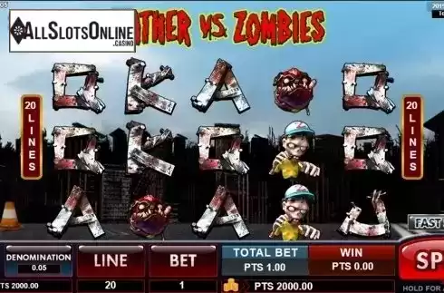 Reels screen. Father & Zombies from Spadegaming